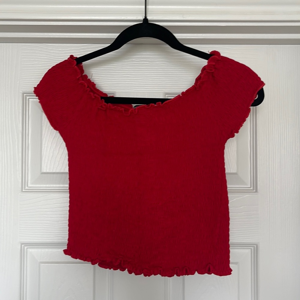 Red ruched Brandy Melville top